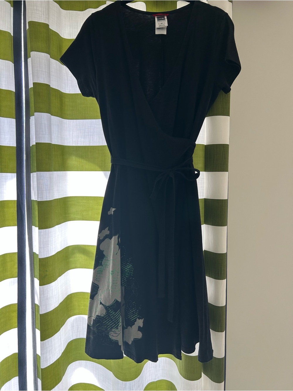 The North Face Charcoal Black Wrap Midi Dress with Print